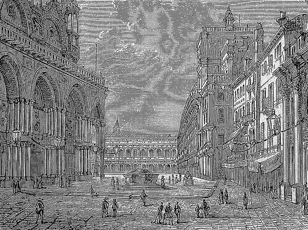 St Mark's Square, Venice, Italy, c. 1865, digitally restored reproduction of a 19th century original, exact original date unknown