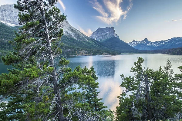 St Mary Lake and mountains landscape, Glacier National Park, Montana, USA