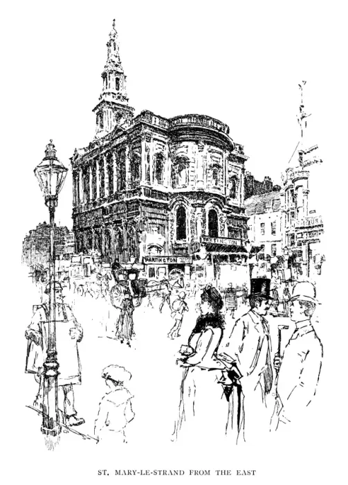 Framed Print : St Mary le Strand church from the east (Victorian illustration)