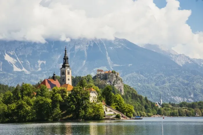 Framed Print : St. Marys Church on Bled Lake, Slovenia Framed Print : St. Marys Church on Bled Lake, Slovenia