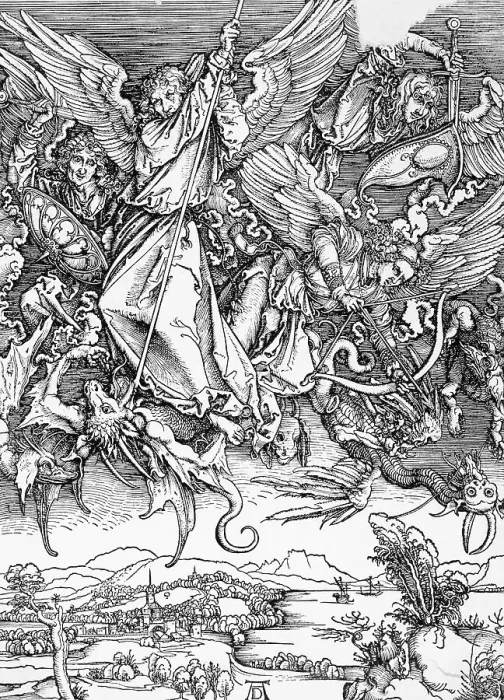 Framed Print : St. Michael Slaying the Dragon by Albrecht Durer