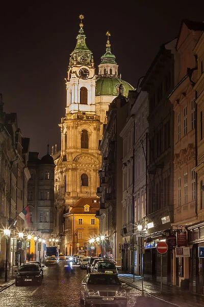 St. Nicolas church at night Prague