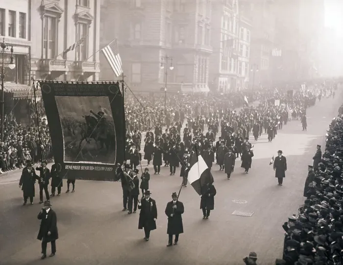 Framed Print : St. Patrick's Day Marchers Carry Banner