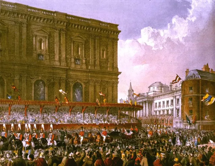 Framed Print : St Paul s. 7th March 1863: The crowd looks on as Princess Alexandra of