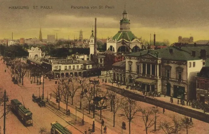 Framed Print : St. Pauli, Panorama, Hamburg, Germany, postcard with text, view around ca 1910, Historic, digital reproduction of a historic postcard, public domain, from that time, exact date unknown Framed Print : St. Pauli, Panorama, Hamburg, Germany, postcard with text, view around ca 1910, Historic, digital reproduction of a historic postcard, public domain, from that time, exact date unknown