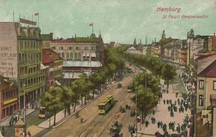 Framed Print : St. Pauli, Reeperbahn, Hamburg, Germany, postcard with text, view around ca 1910, historical, digital reproduction of a historical postcard, public domain, from that time, exact date unknown Framed Print : St. Pauli, Reeperbahn, Hamburg, Germany, postcard with text, view around ca 1910, historical, digital reproduction of a historical postcard, public domain, from that time, exact date unknown