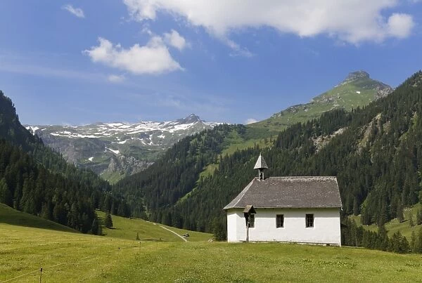 St. Rochus Chapel, Church of St. Roch, Nenzinger Himmel alpine pasture, Gamperdonatal valley, community of Nenzing, Raetikon, Vorarlberg, Austria