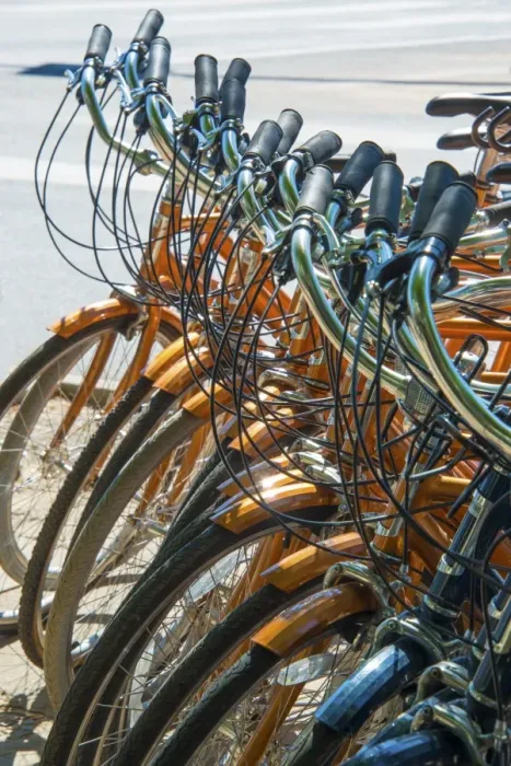 Framed Print : Stack of Identical Bicycles