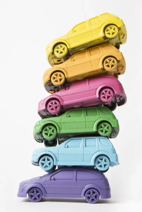 Framed Print : Stack of rainbow colored cars Framed Print : Stack of rainbow colored cars