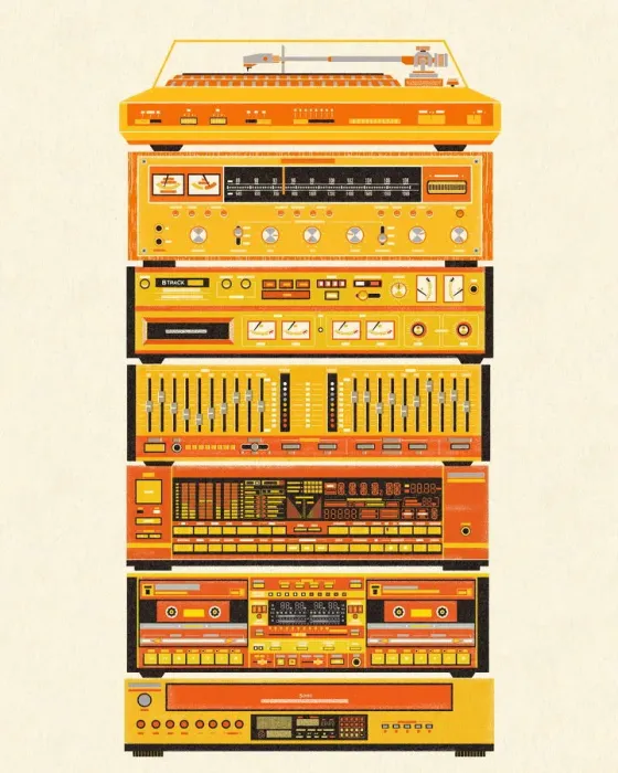 Framed Print : Stack of Stereo Components Framed Print : Stack of Stereo Components