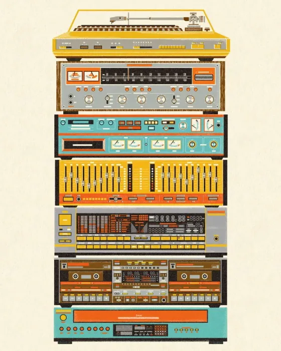 Framed Print : Stack of Stereo Components Framed Print : Stack of Stereo Components