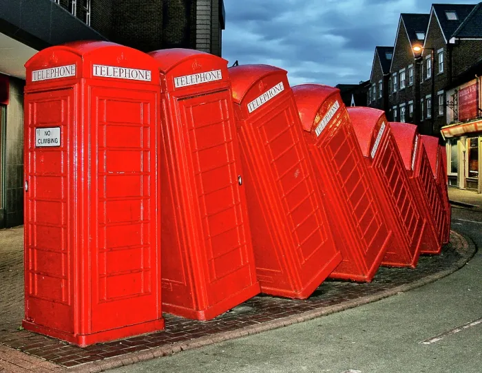 Framed Print : Stack of tumbling telephone boxes Framed Print : Stack of tumbling telephone boxes