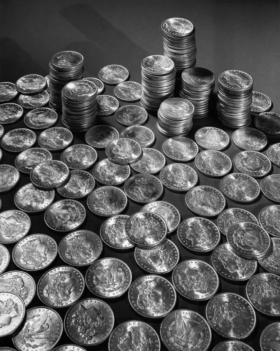 Framed Print : Stacks of 1890 Dollar Coins