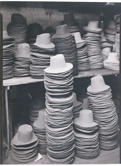Framed Print : Stacks of Unblocked Hats Framed Print : Stacks of Unblocked Hats