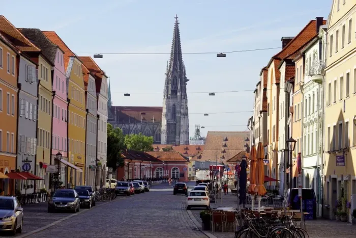 Framed Print : Stadtamhof, famous neighborhood in Regensburg, Germany Framed Print : Stadtamhof, famous neighborhood in Regensburg, Germany