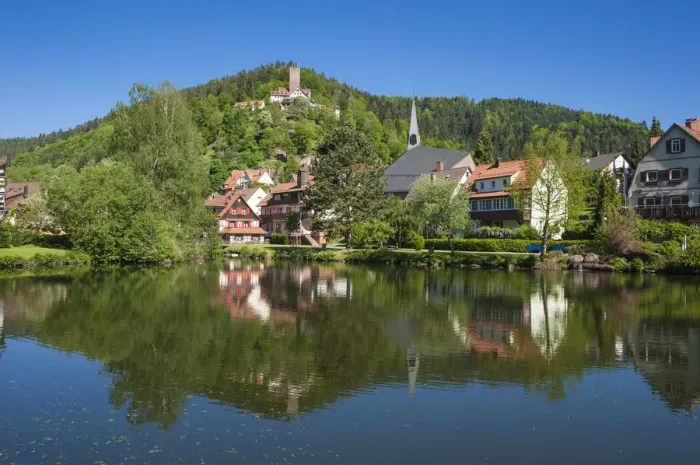 Framed Print : Stadtsee lake with Burg Liebenzell Castle, Bad Liebenzell, Nordschwarzwald, Schwarzwald, Baden-Wurttemberg, Germany Framed Print : Stadtsee lake with Burg Liebenzell Castle, Bad Liebenzell, Nordschwarzwald, Schwarzwald, Baden-Wurttemberg, Germany
