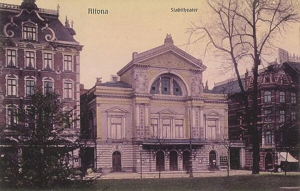 Stadttheater von Altona, Hamburg, Germany, postcard with text, view around ca 1910, historical, digital reproduction of a historical postcard, public domain, from that time, exact date unknown