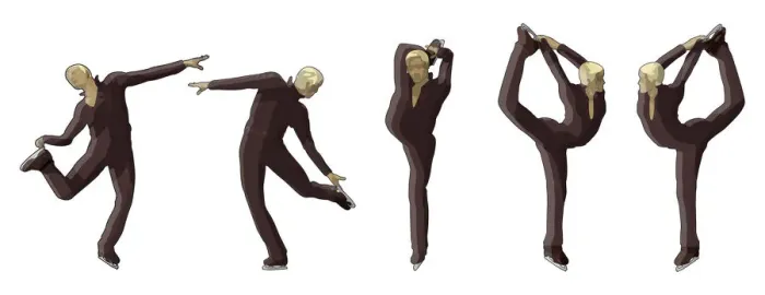 Framed Print : Five stages of figure skater performing spin Framed Print : Five stages of figure skater performing spin