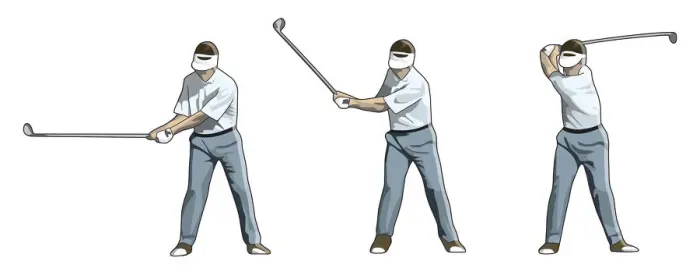 Framed Print : Three stages of golfer swinging golf club, takeaway Framed Print : Three stages of golfer swinging golf club, takeaway