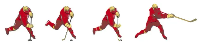 Framed Print : Four stages of ice hockey player performing wrist shot