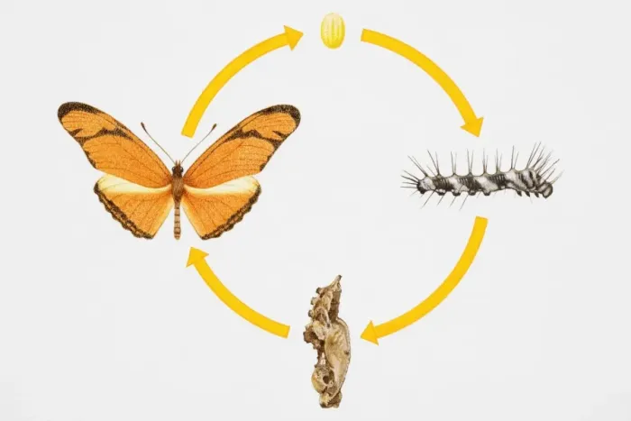 Framed Print : Four stages of ife cycle of butterfly, from egg to adult Framed Print : Four stages of ife cycle of butterfly, from egg to adult