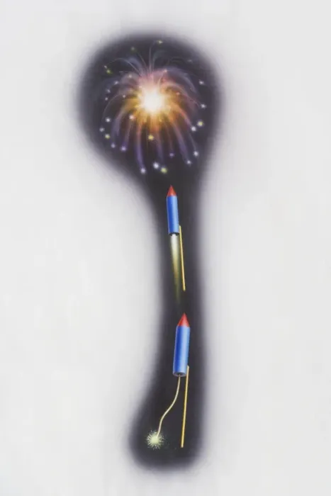 Framed Print : The stages of a sky rocket firework being lit and exploding in night sky Framed Print : The stages of a sky rocket firework being lit and exploding in night sky
