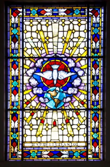 Framed Print : Stained glass window in Church in Costa Rica Framed Print : Stained glass window in Church in Costa Rica