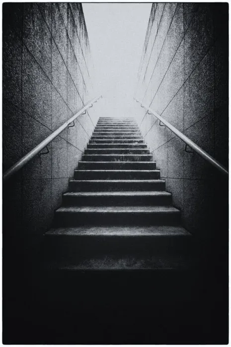 Framed Print : A staircase, in black and white, rising to the sky. Courbevoie, France Framed Print : A staircase, in black and white, rising to the sky. Courbevoie, France