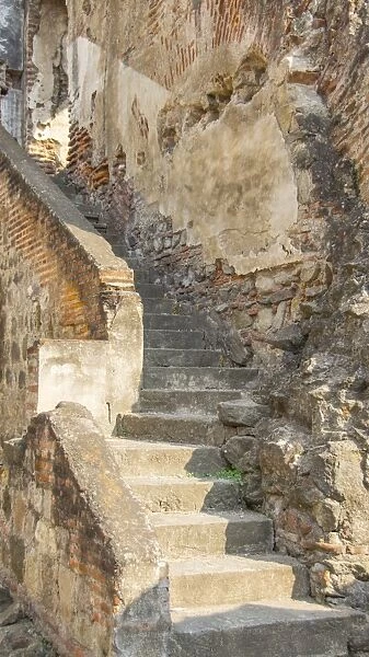 Staircase at Ruins of San Agustin Church in Antigua Guatemala