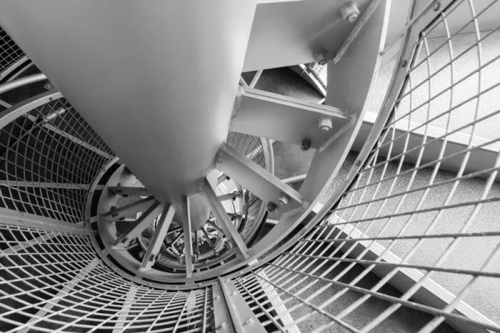 Framed Print : stairs. Abstract modern building of stairs in black and white