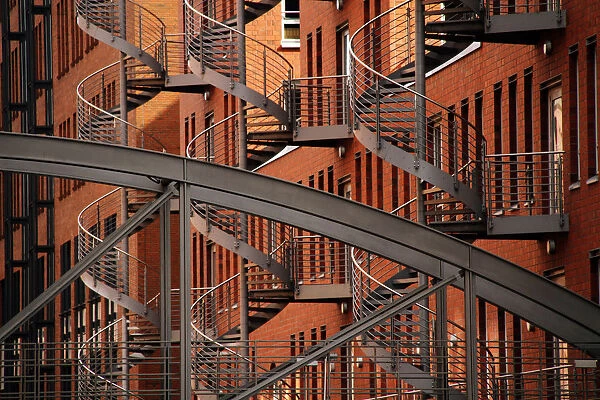 Stairways on brick building
