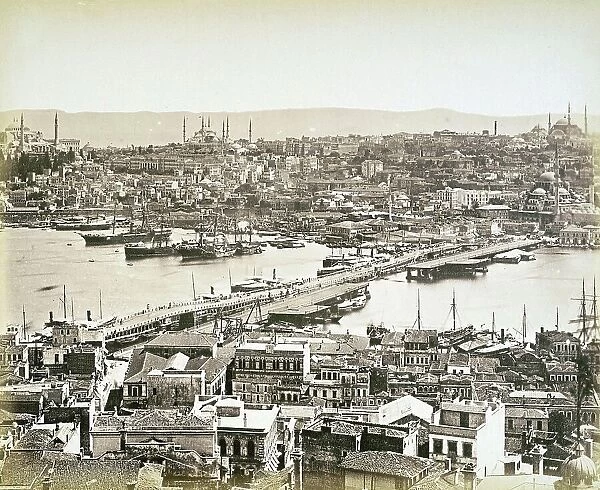 Stamboul, Golden Horn and Galata, Constantinople, today Istanbul, 1870, Turkey, Historical, digitally restored reproduction from a 19th century original
