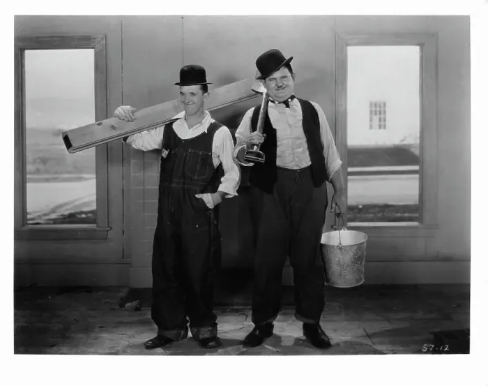 Framed Print : Stan Laurel And Oliver Hardy In The Finishing Touch Framed Print : Stan Laurel And Oliver Hardy In The Finishing Touch