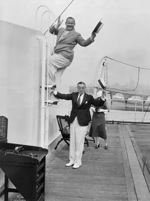 Framed Print : Stan Laurel and Oliver Hardy Vacationing on Ship Framed Print : Stan Laurel and Oliver Hardy Vacationing on Ship