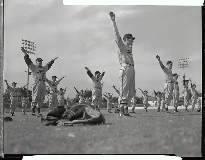 Framed Print : Stan Musial Exercising with Team Framed Print : Stan Musial Exercising with Team