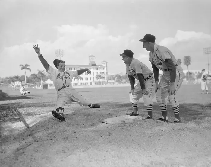 Framed Print : Stan Musial Practicing Sliding