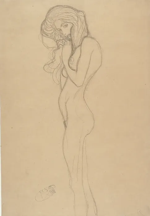 Framed Print : Standing Female Nude (Study For The Beethoven Frieze) Framed Print : Standing Female Nude (Study For The Beethoven Frieze)