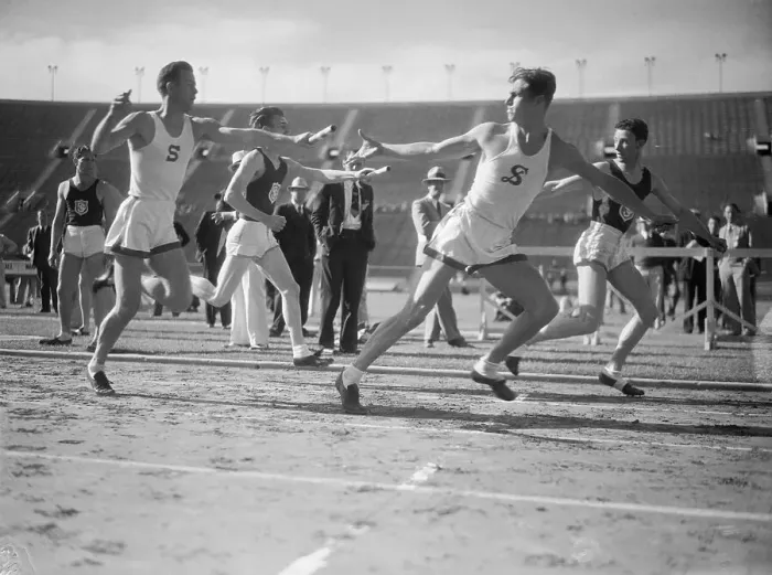 Framed Print : Stanford University Relay Racers in Action