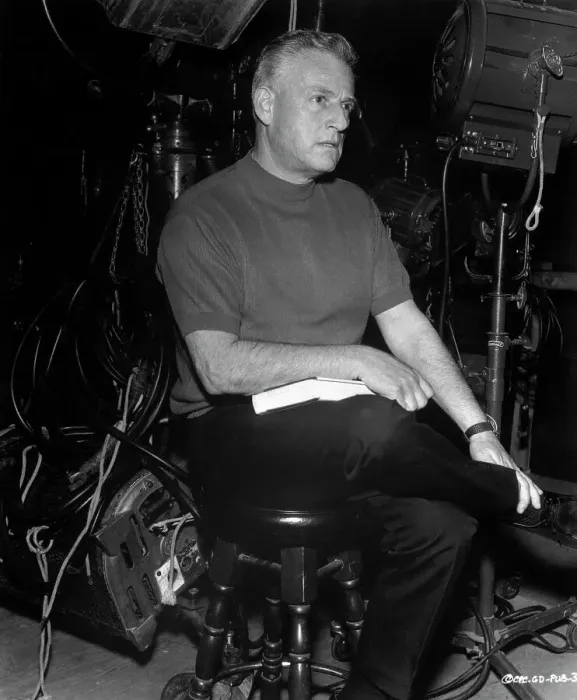 Framed Print : Stanley Kramer Sitting by Camera Lights Framed Print : Stanley Kramer Sitting by Camera Lights