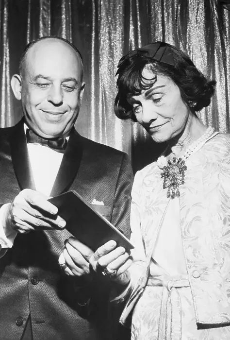 Framed Print : Stanley Marcus Presenting Fashion Award to Coco Chanel Framed Print : Stanley Marcus Presenting Fashion Award to Coco Chanel