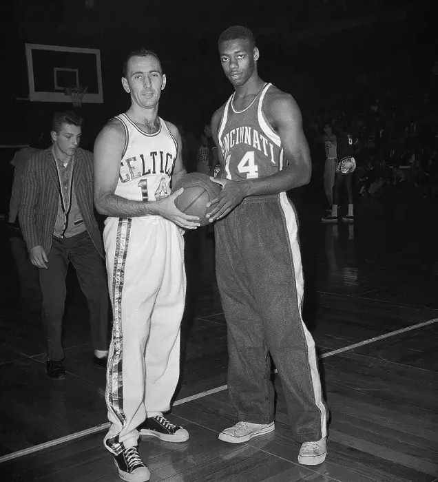 Framed Print : Star Basketball Players Bob Cousy and Oscar Roberston Framed Print : Star Basketball Players Bob Cousy and Oscar Roberston