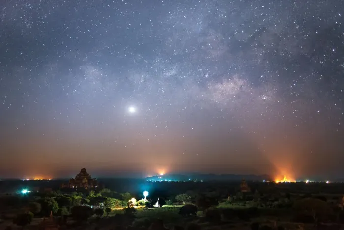 Framed Print : star and milky way over ancient pagoda in bagan, Myanmar Framed Print : star and milky way over ancient pagoda in bagan, Myanmar