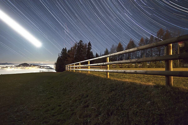 Star traces above Gupf AR, near Rehetobel, Canton of Appenzell Innerrhoden, Switzerland