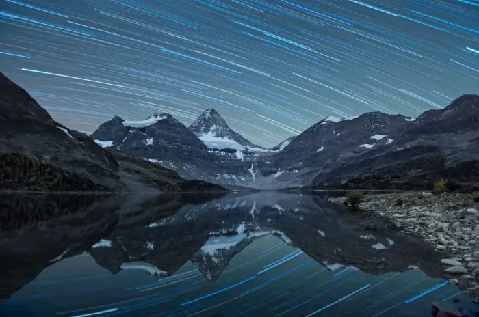 Framed Print : Star Trail at Magog Lake Framed Print : Star Trail at Magog Lake