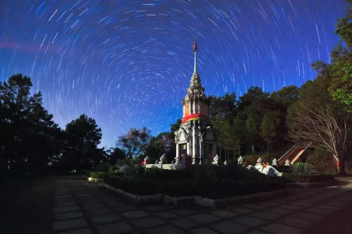 Framed Print : Star trails over the Doi Ang Khang Pagoda Framed Print : Star trails over the Doi Ang Khang Pagoda