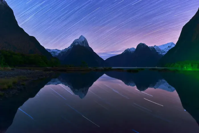 Framed Print : Star Trails in Milford Sound Framed Print : Star Trails in Milford Sound