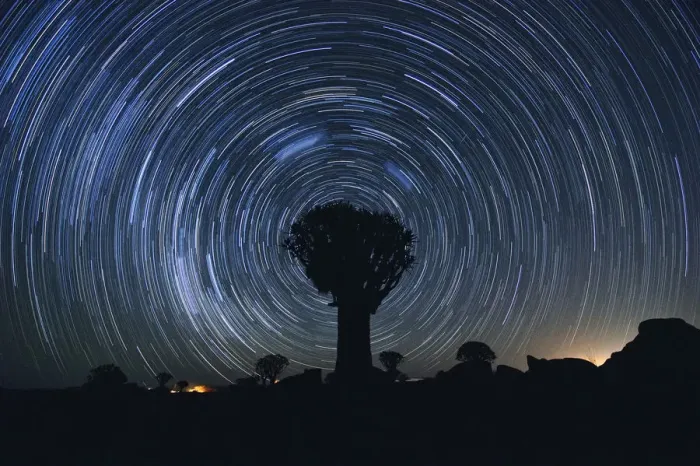 Framed Print : Star Trails over the Quiver Tree Forest in Keetmanshoop, Namibia