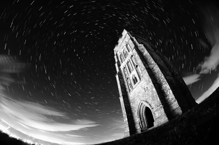 Framed Print : Star Trails around St Michael's Tower, Glastonbury Framed Print : Star Trails around St Michael's Tower, Glastonbury