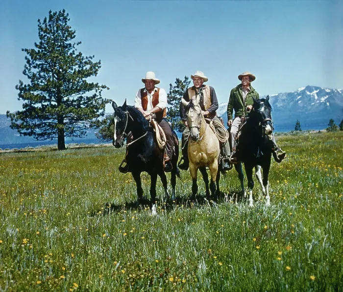 Framed Print : Stars of Bonanza Sitting on Horses in Open Field Framed Print : Stars of Bonanza Sitting on Horses in Open Field