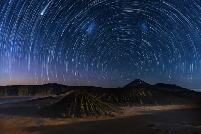 Framed Print : Startrail over Bromo volcano Framed Print : Startrail over Bromo volcano